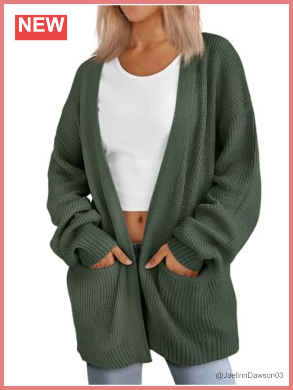 Oversized Knit Cardigan Sweater with Pockets Women's Relaxed Fit